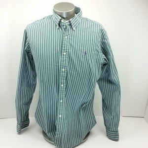 Ralph Lauren Striped Shirt Custom Fit Preppy Dress